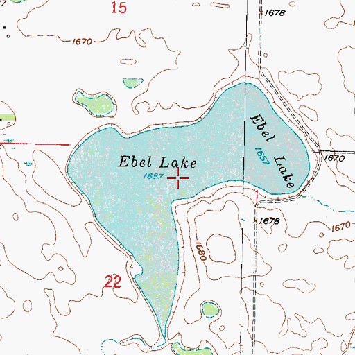 Topographic Map of Ebel Lake, ND