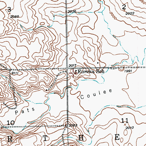 Topographic Map of Eureka School, ND