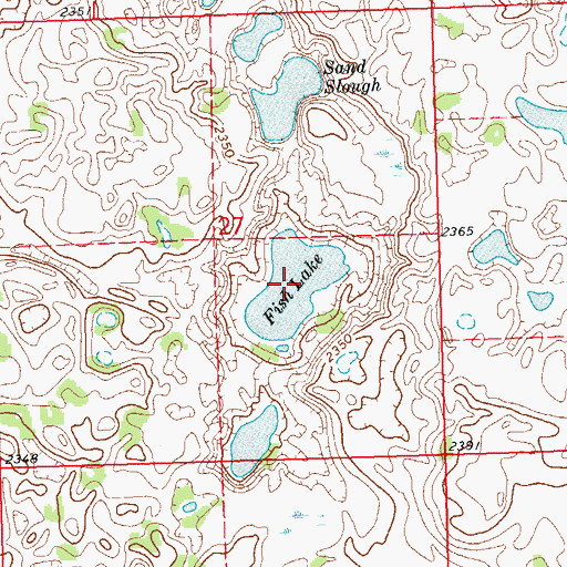 Topographic Map of Fish Lake, ND
