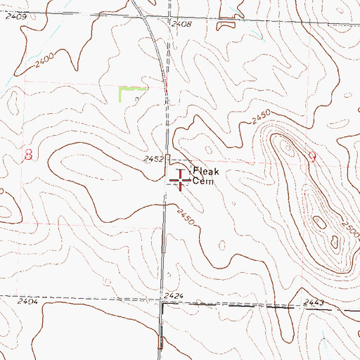 Topographic Map of Fleak Cemetery, ND