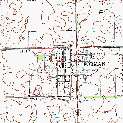 Topographic Map of Forman, ND