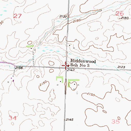 Topographic Map of Hiddenwood School Number 3, ND