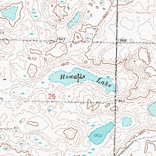 Topographic Map of Howells Lake, ND