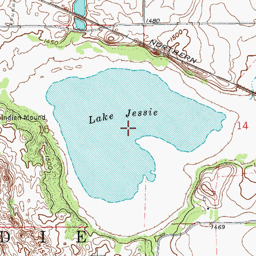Topographic Map of Lake Jessie, ND