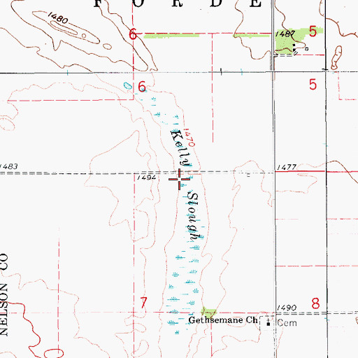 Topographic Map of Kelly Slough, ND