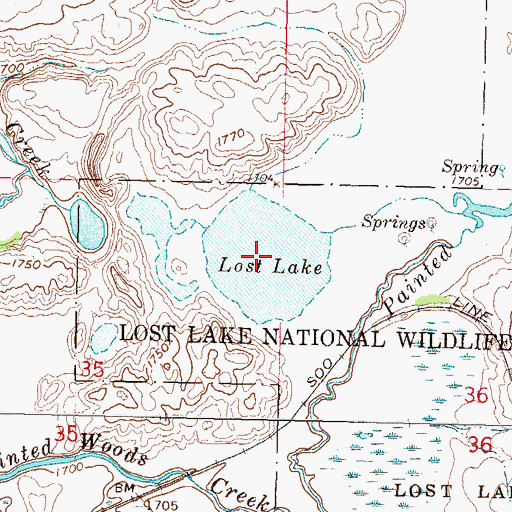 Topographic Map of Lost Lake, ND