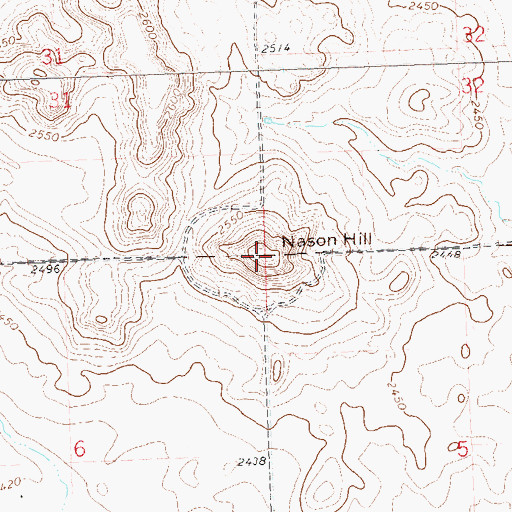 Topographic Map of Nason Hill, ND