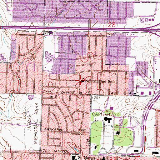 Topographic Map of Northridge Elementary School, ND