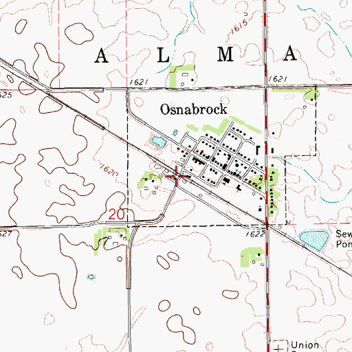 Topographic Map of Osnabrock, ND
