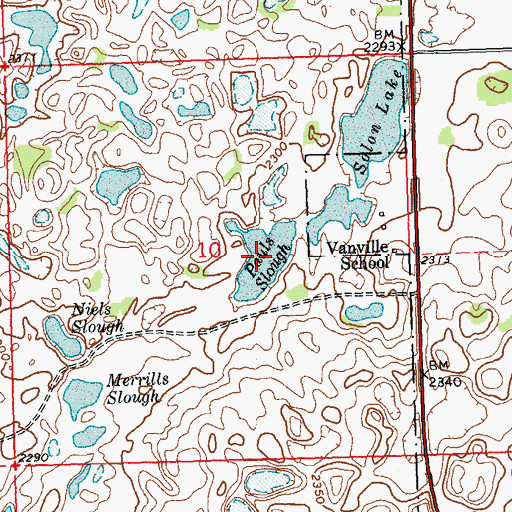 Topographic Map of Pauls Slough, ND