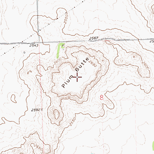 Topographic Map of Plum Butte, ND