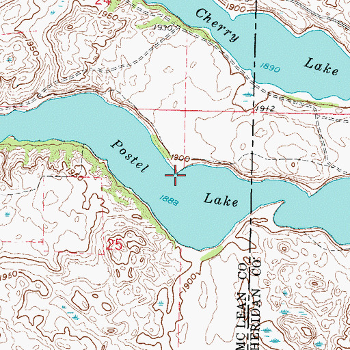 Topographic Map of Postel Lake, ND