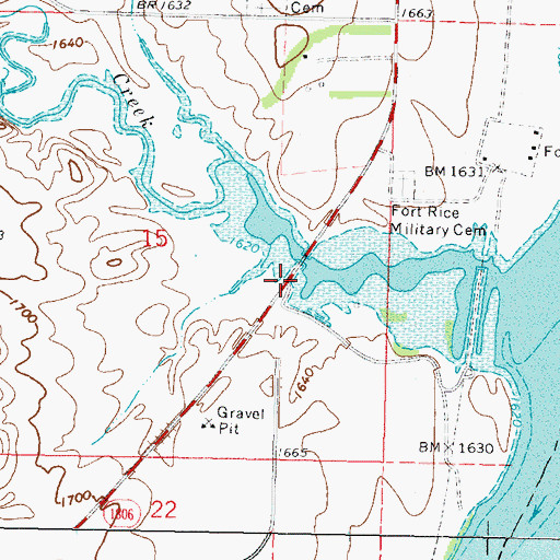 Topographic Map of Rice Creek, ND