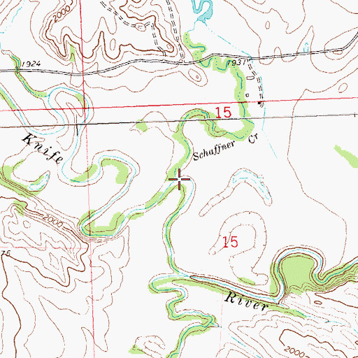 Topographic Map of Schaffner Creek, ND