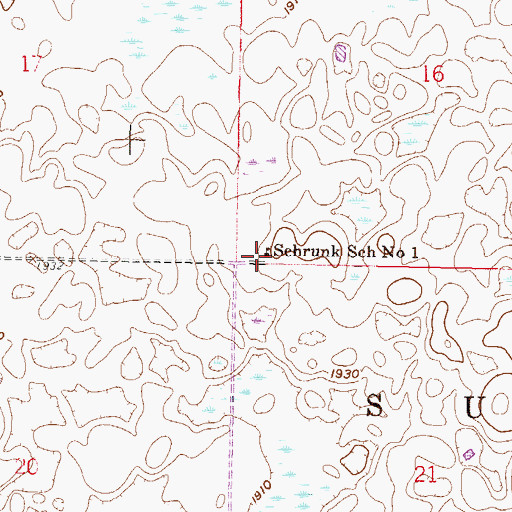 Topographic Map of Schrunk School Number 1, ND