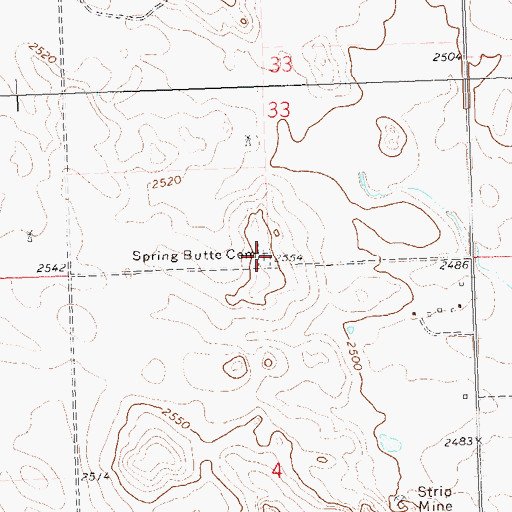 Topographic Map of Union Cemetery / Spring Butte Cemetery, ND
