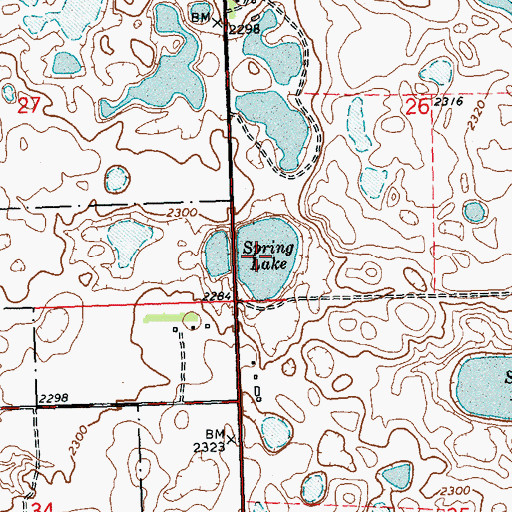 Topographic Map of Spring Lake, ND