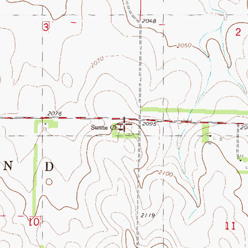 Topographic Map of Sunne Church, ND