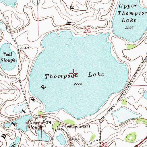 Topographic Map of Thompson Lake, ND