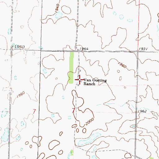 Topographic Map of Van Oosting Ranch, ND