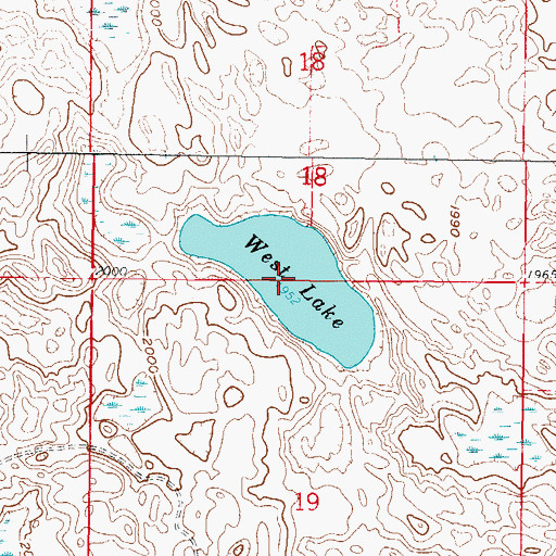 Topographic Map of West Lake, ND