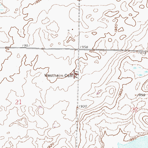 Topographic Map of Westheim Cemetery, ND