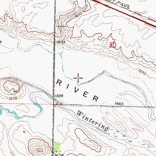 Topographic Map of Wintering River Flats, ND