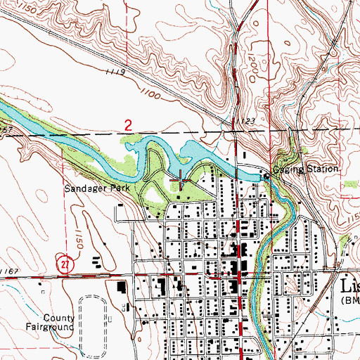 Topographic Map of Lisbon Dam, ND
