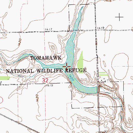 Topographic Map of Tomahawk Lake, ND