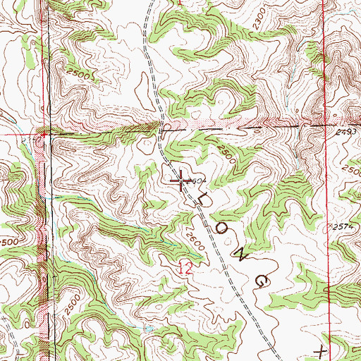 Topographic Map of Long X Divide, ND