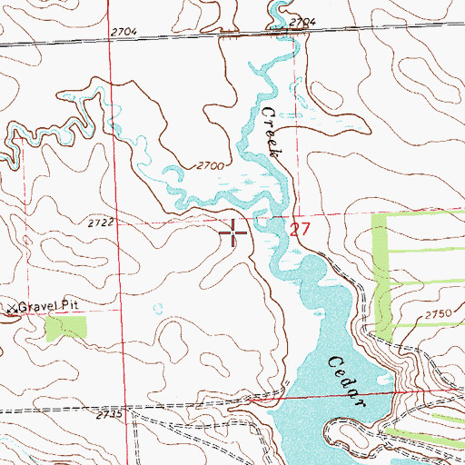 Topographic Map of North Cedar Creek, ND