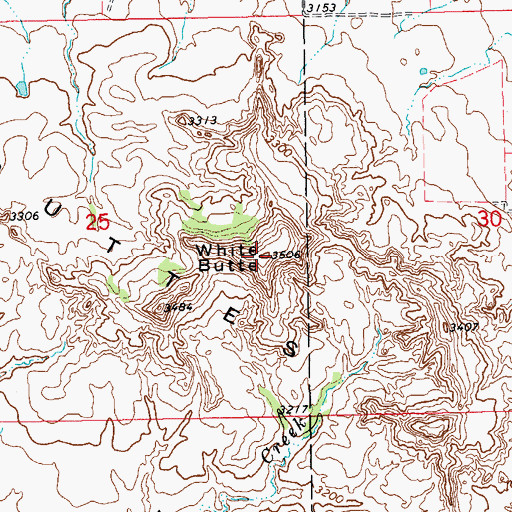 Topographic Map of White Butte, ND
