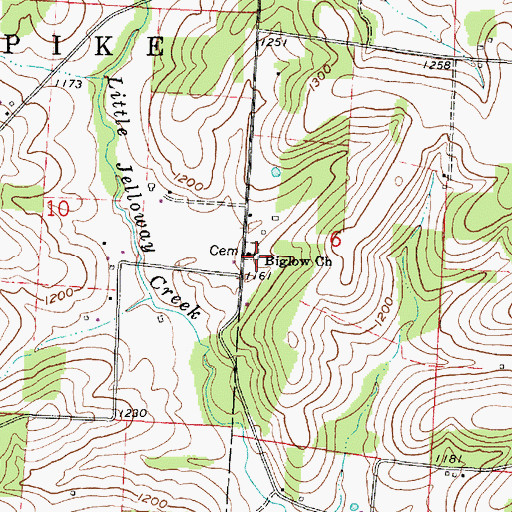 Topographic Map of Biglow Church, OH