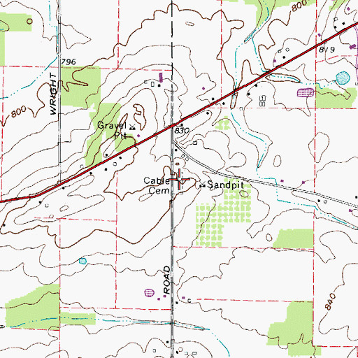 Topographic Map of Cable Cemetery, OH