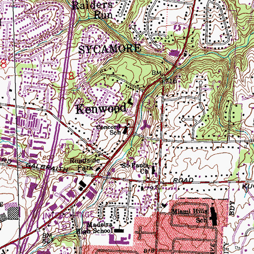 Topographic Map of Concord School, OH