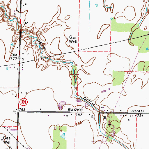 Topographic Map of Dent Ditch, OH