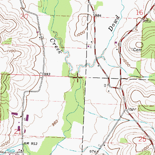 Topographic Map of Dowd Creek, OH