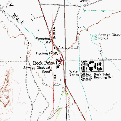 Topographic Map of Rock Point, AZ