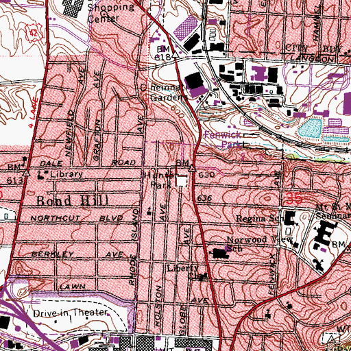 Topographic Map of Hunter Park, OH