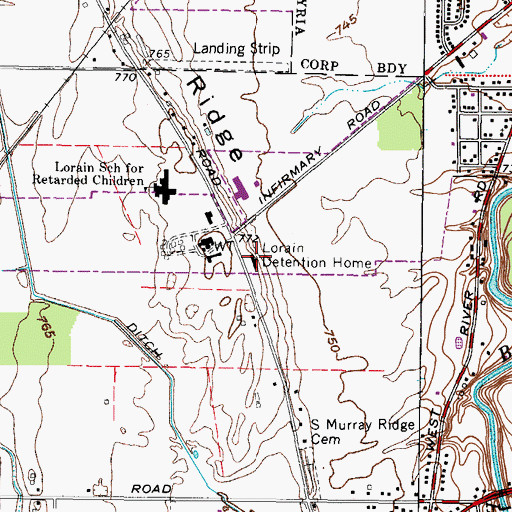 Topographic Map of Lorain Detention Home, OH