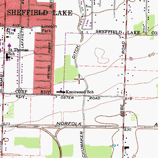 Topographic Map of Schumaker Ditch, OH
