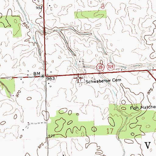 Topographic Map of Schwaberow Cemetery, OH