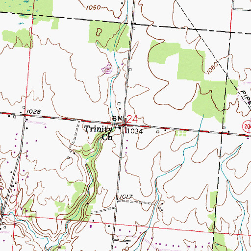 Topographic Map of Trinity Church, OH