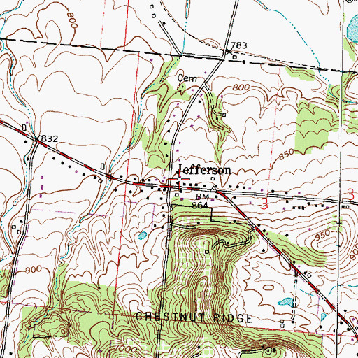 Topographic Map of Jefferson, OH