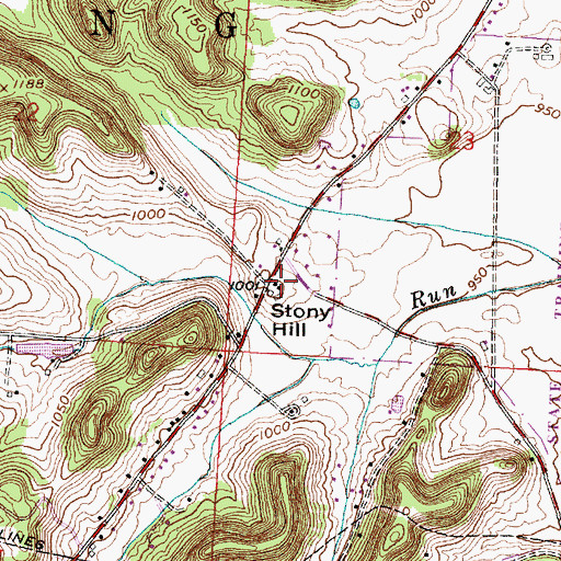 Topographic Map of Stony Hill, OH