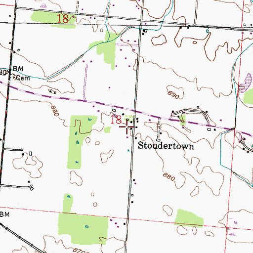 Topographic Map of Stoudertown, OH