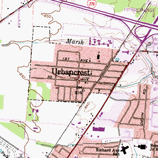 Topographic Map of Urbancrest, OH