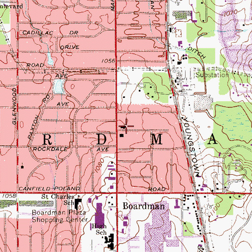 Topographic Map of Boardman United Methodist Church, OH