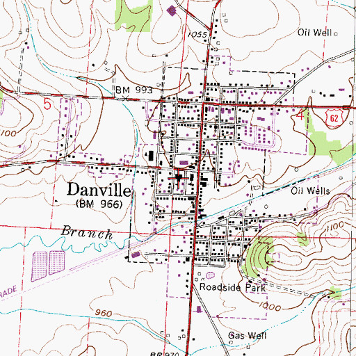 Topographic Map of Danville Elementary School, OH