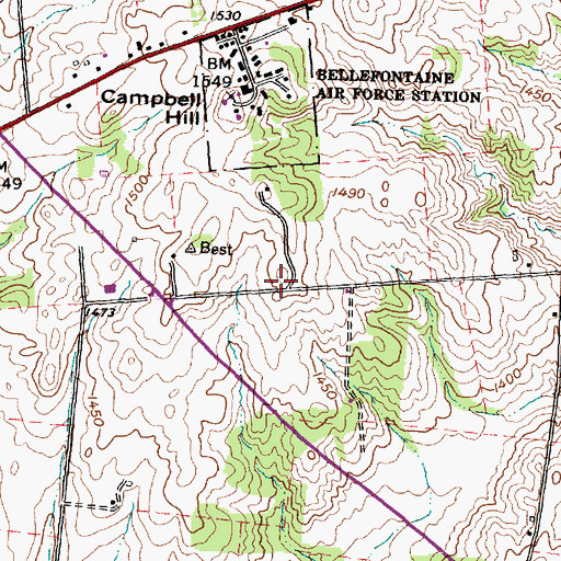 Topographic Map of Indian Mound School (historical), OH